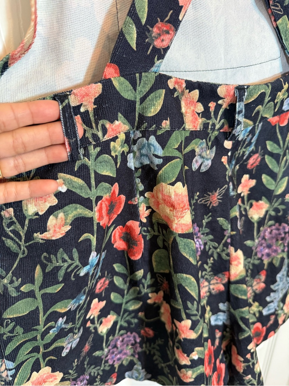 Cider Floral Overall Romper Short Black Cottagecore Shortalls 0XL - Picture 7 of 14